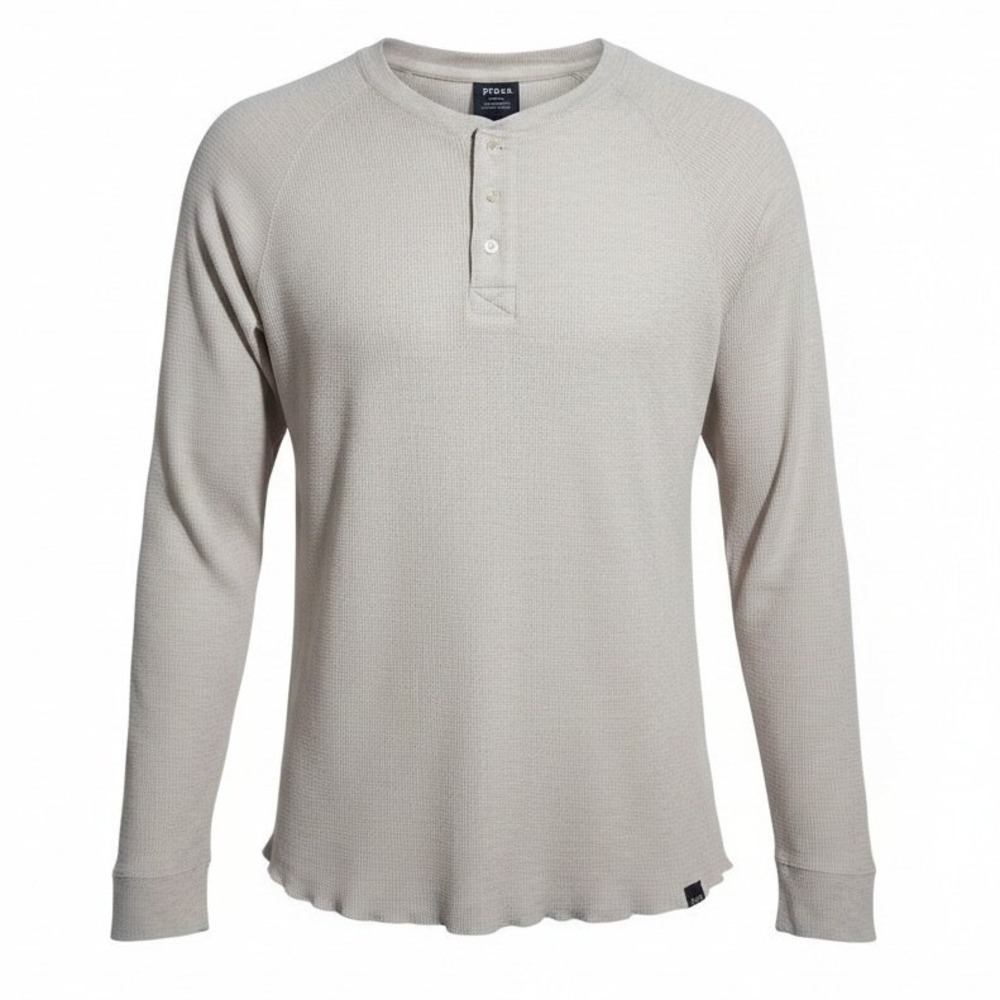 Prana Touchstone Henley Men's size XL Waffle Knit Organic Cotton Tencel Prep Tee